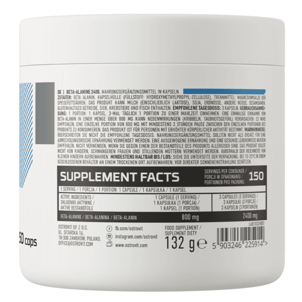 OstroVit Beta-Alanina 2400 mg 150 kapsułek