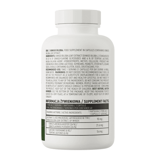 ginko biloba tyl OstroVit Miłorząb Japoński VEGE 60 kapsułek