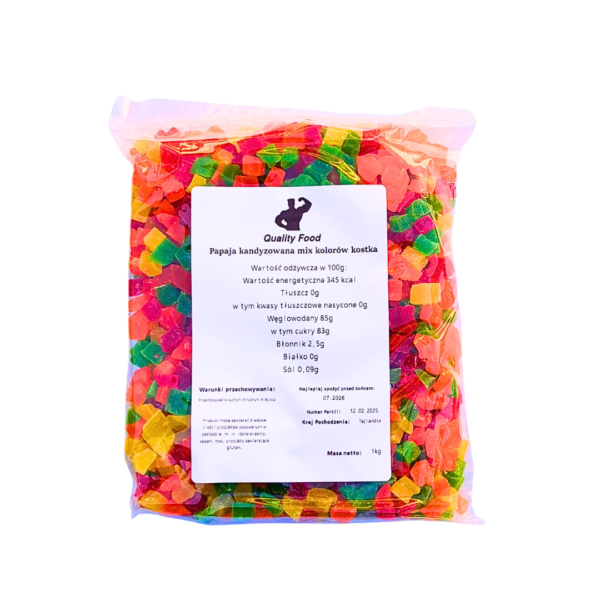Projekt bez nazwy (83) Papaja kandyzowana kostka mix kolorów 1kg